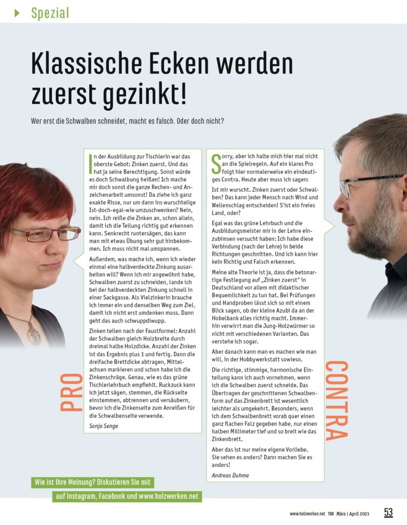Reihenfolge beim Zinken