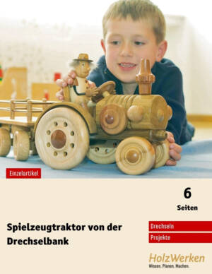 Spielzeugtraktor von der Drechselbank